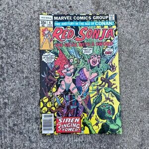 Red Sonja #6 Marvel 1977 VF 8.0 'Siren of‎ the Singing Tower' Frank Thorne ar